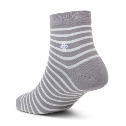 Men's Soft & Breathable Striped Ankle Socks - Gray & White
