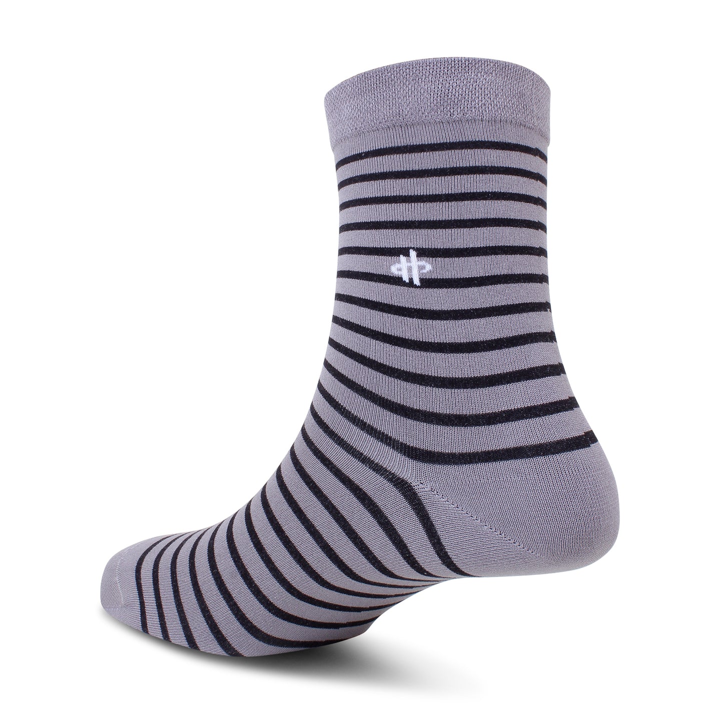 Men's Striped Crew Socks - Gray & Black