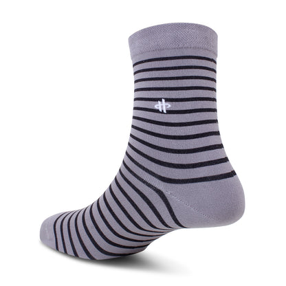 Men's Striped Crew Socks - Gray & Black