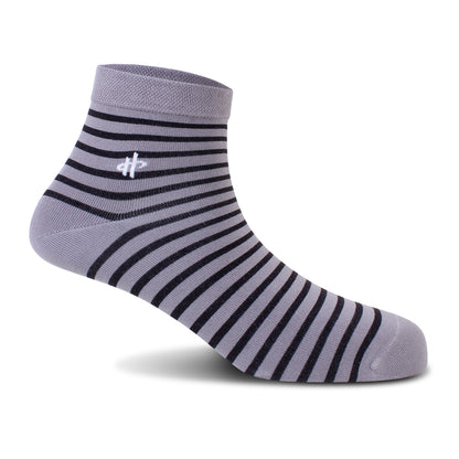 Men's Striped Ankle Socks - Gray & Black