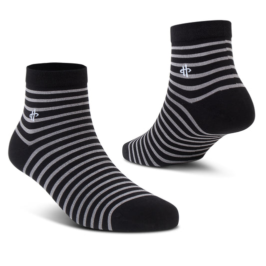 Men's Black & Grey Striped Crew Socks