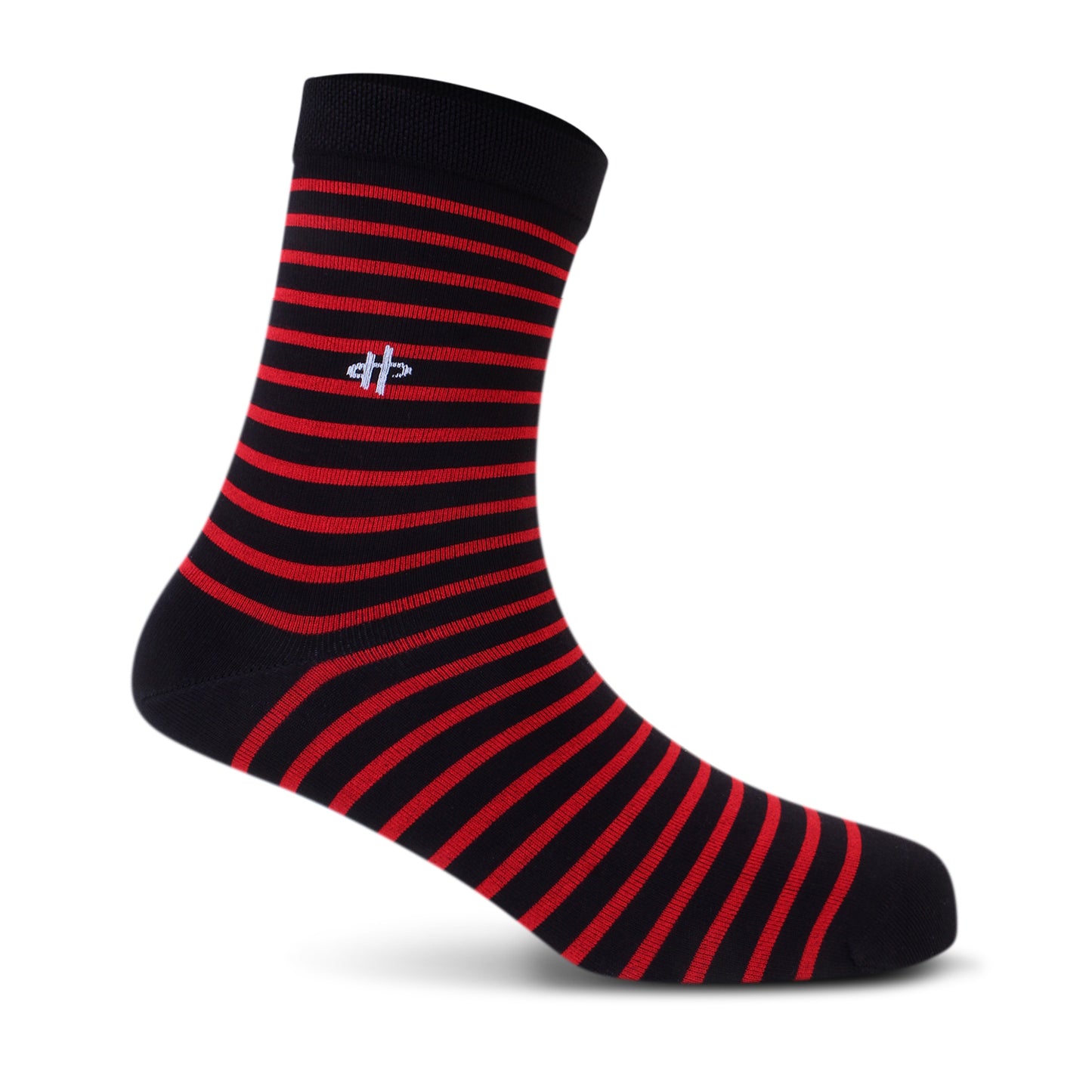 Men's Black & Red Striped Crew Socks