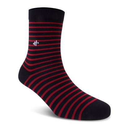 Men's Black & Red Striped Crew Socks