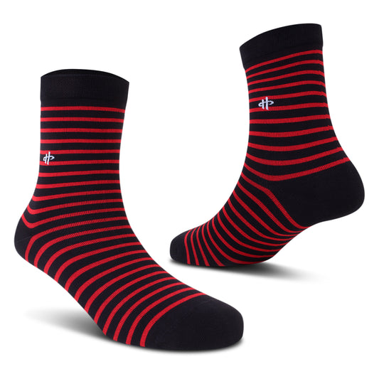 Men's Black & Red Striped Crew Socks
