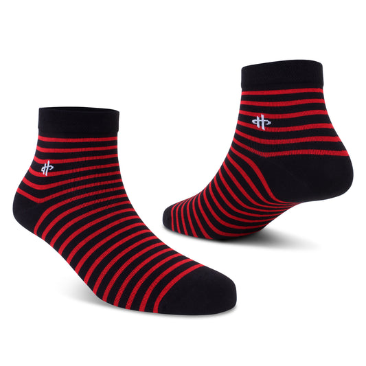 Men's Black & Red Striped Ankle Socks