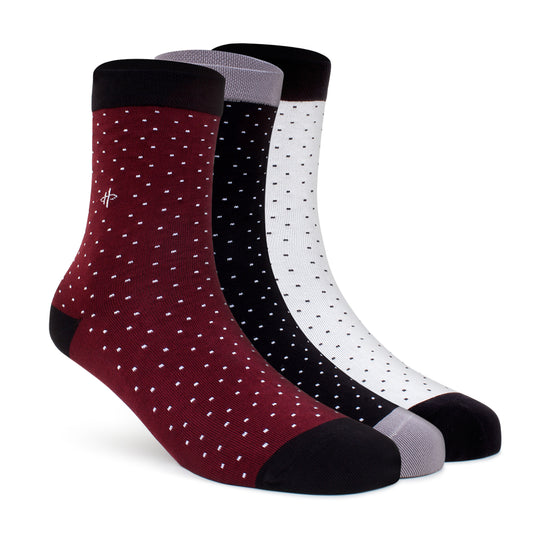 Stylish Patterns Crew Length Socks - 3 Combo