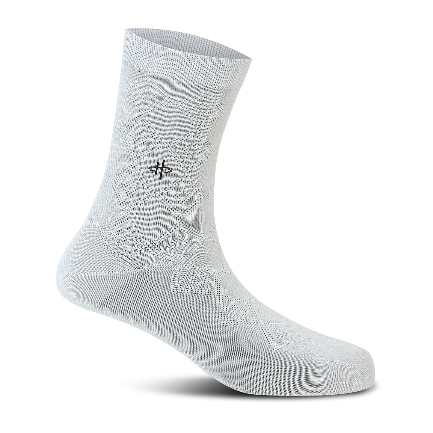White Rectangle Pattern Classical Crew Socks