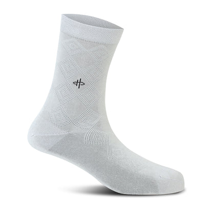 White Rectangle Pattern Classical Crew Socks