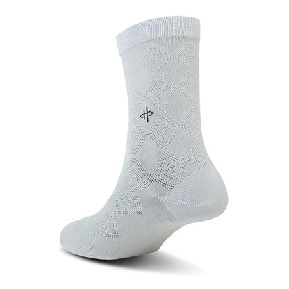 White Rectangle Pattern Classical Crew Socks