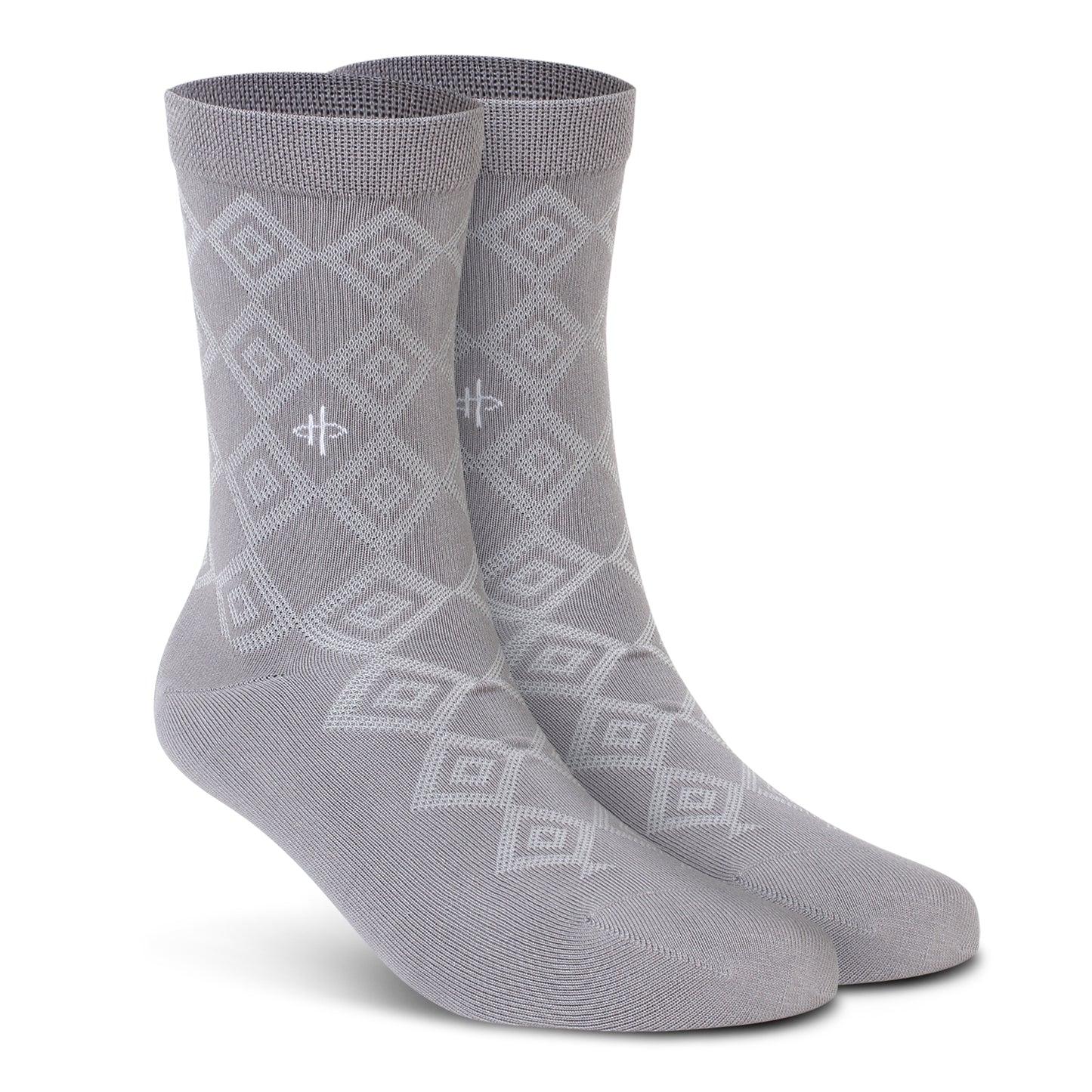 White Crew Rectangle Pattern Socks