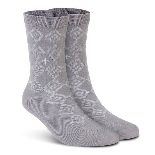 White Crew Rectangle Pattern Socks