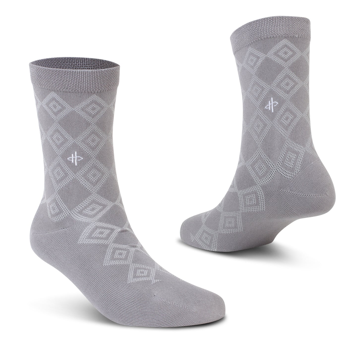 White Crew Rectangle Pattern Socks