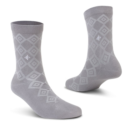 White Crew Rectangle Pattern Socks