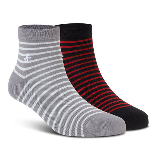 Men's Crew Socks 2-Pack - White & Maroon Stripes