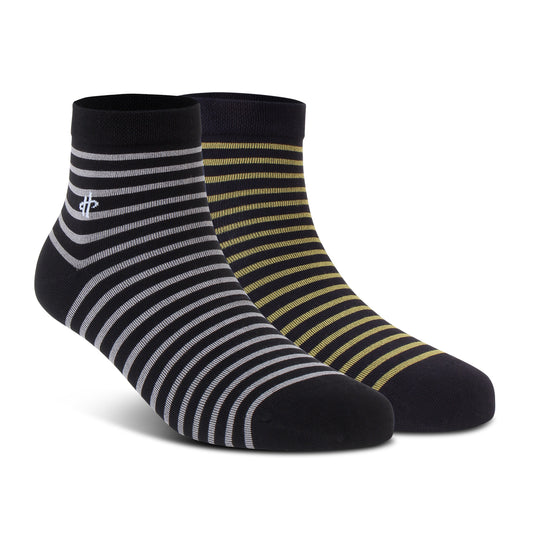 Black & Golden Stripe Crew Socks - 2 Pairs