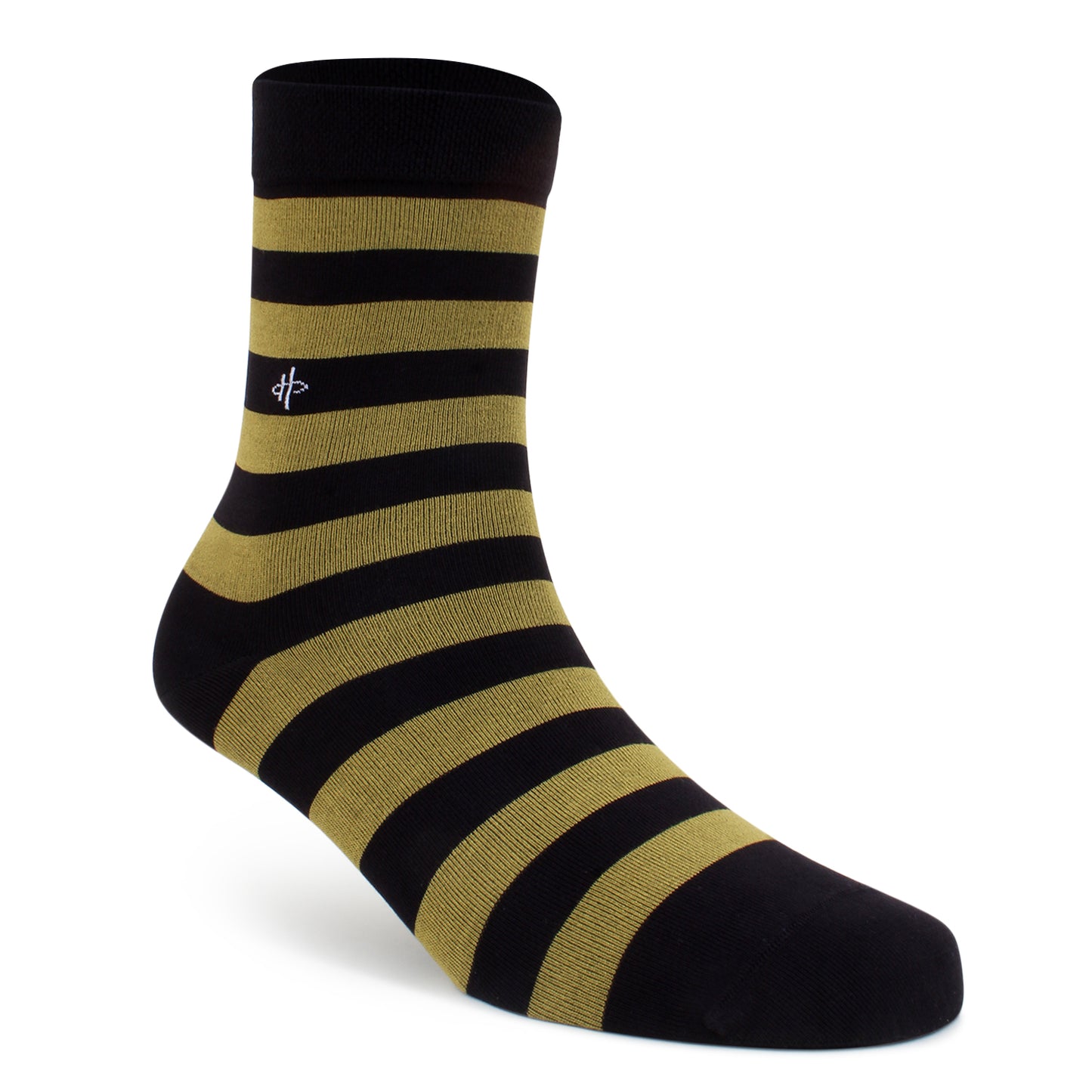 Black & Olive Striped Crew Socks