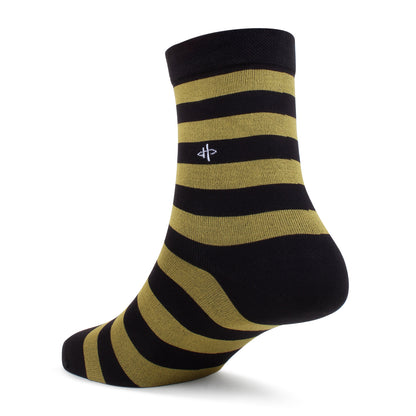 Black & Olive Striped Crew Socks